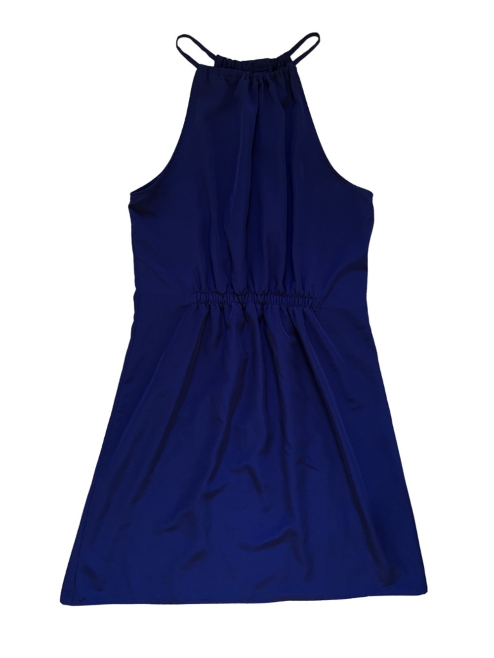 Zara Deep Blue Sleeveless High Neck Halter Style Dress | Size Medium